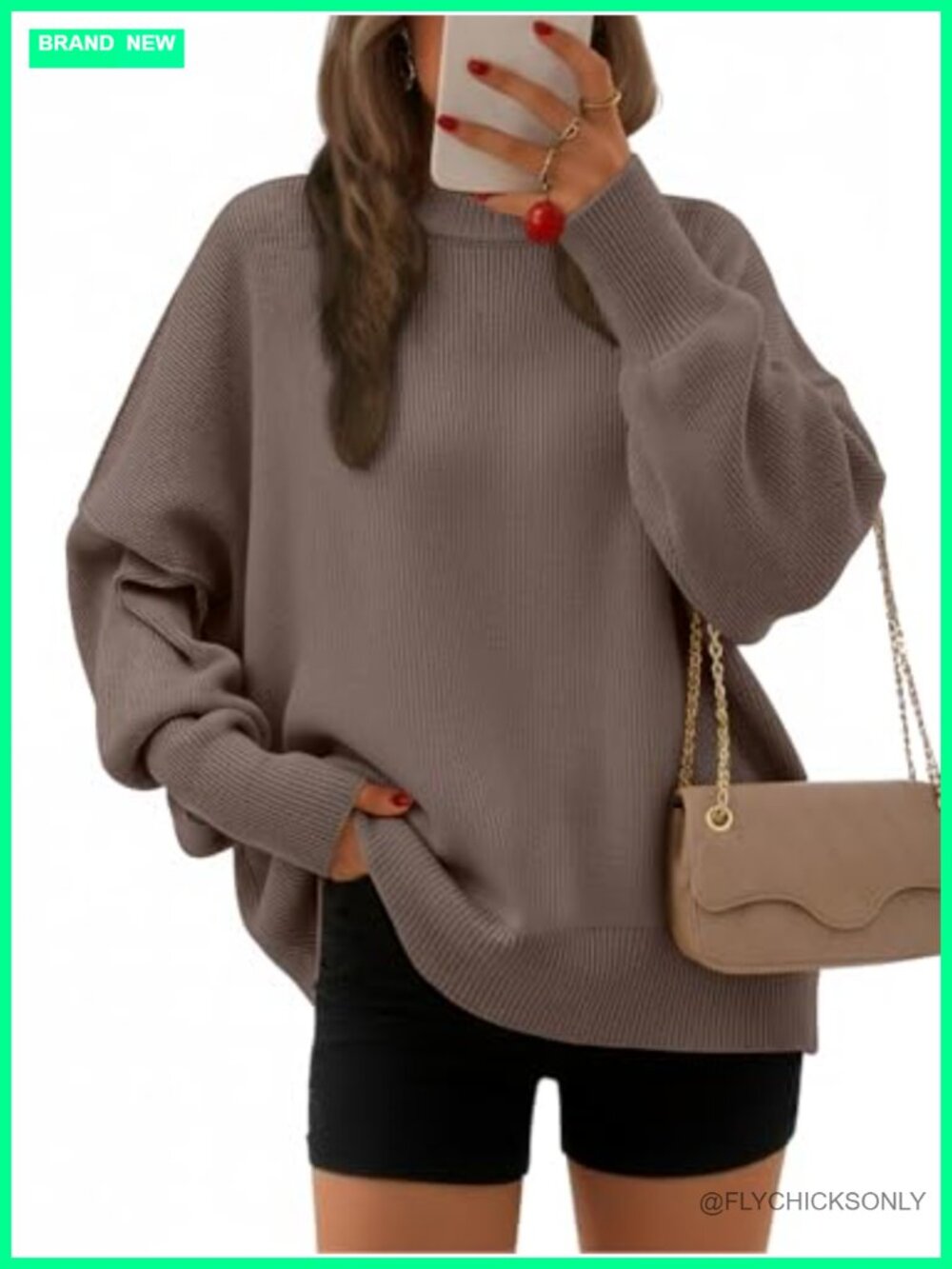 Womens Oversized Sweaters Batwing Sleeve Chunky Knit Pullover